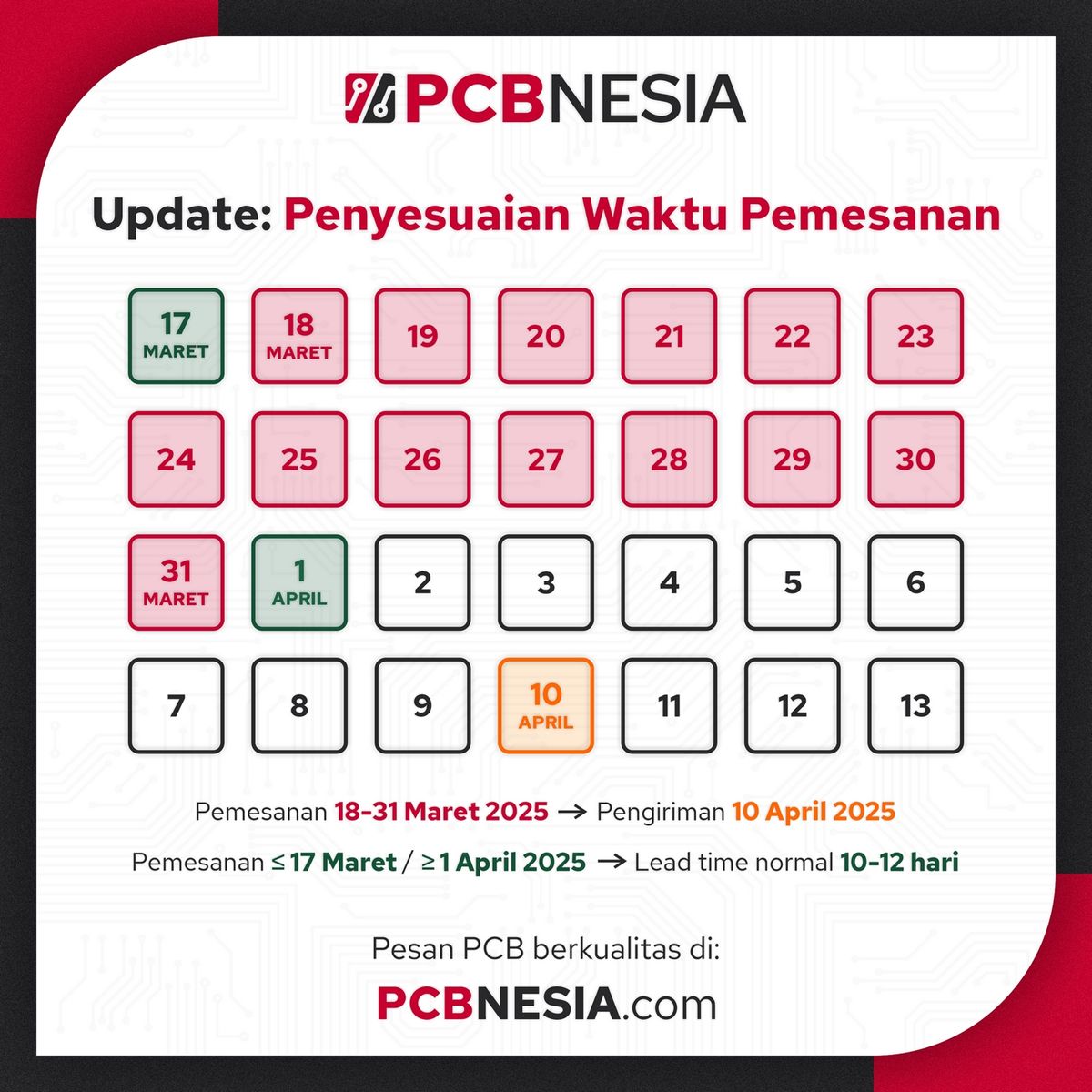 Update: Penyesuaian Waktu Pemesanan
